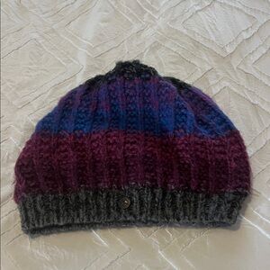 Cozy Purple and Blue Fleece-Lined Bula Beanie